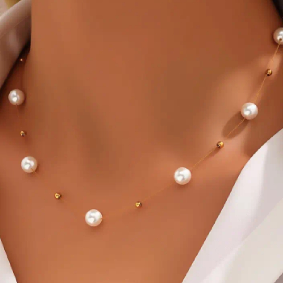 18 Kt Gold Over Titanium Pearl Necklace